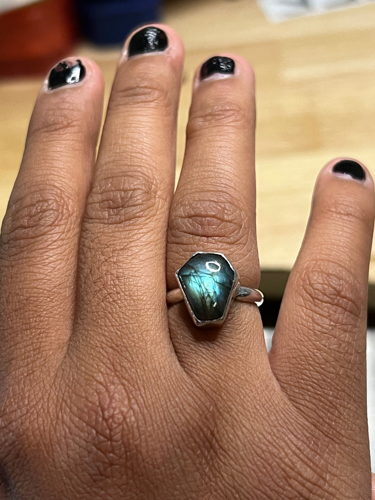 Labradorite coffin ring