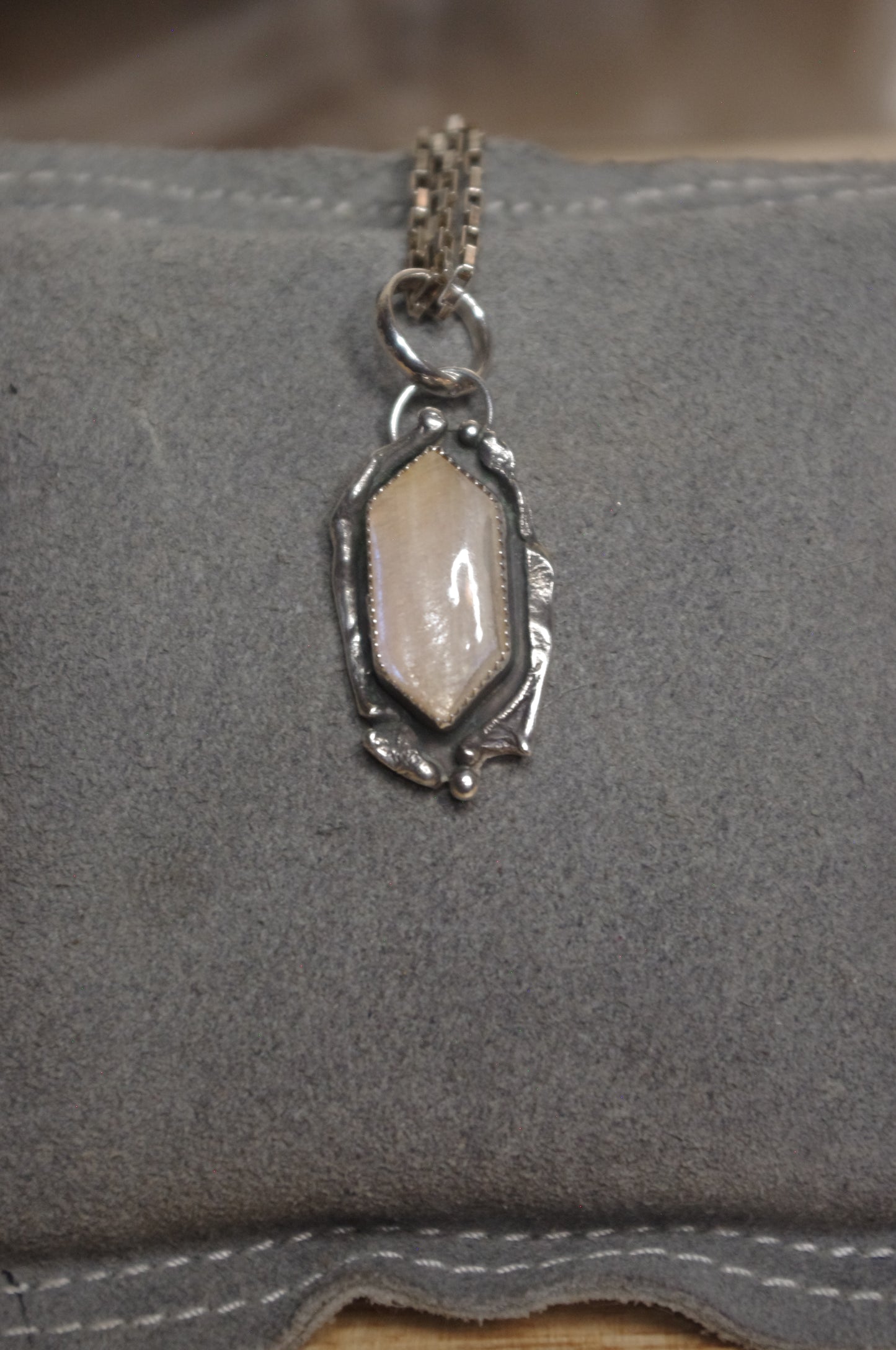 Peach Moonstone Sterling sliver pendant