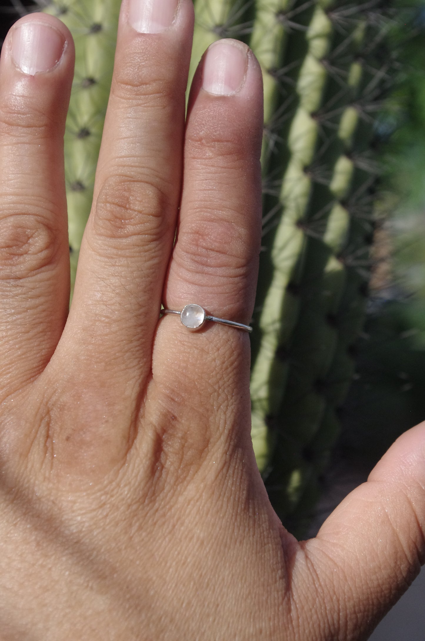 Round Moonstone Sterling Silver Ring 3
