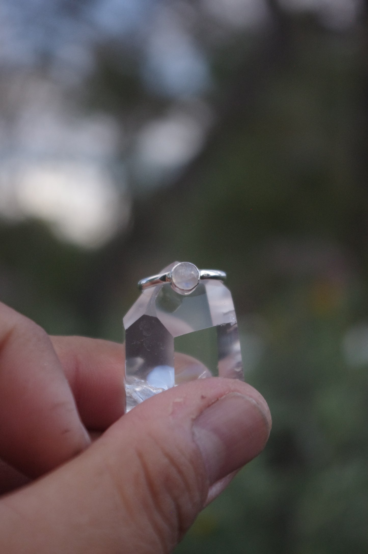 Round Moonstone Sterling Silver Ring 4