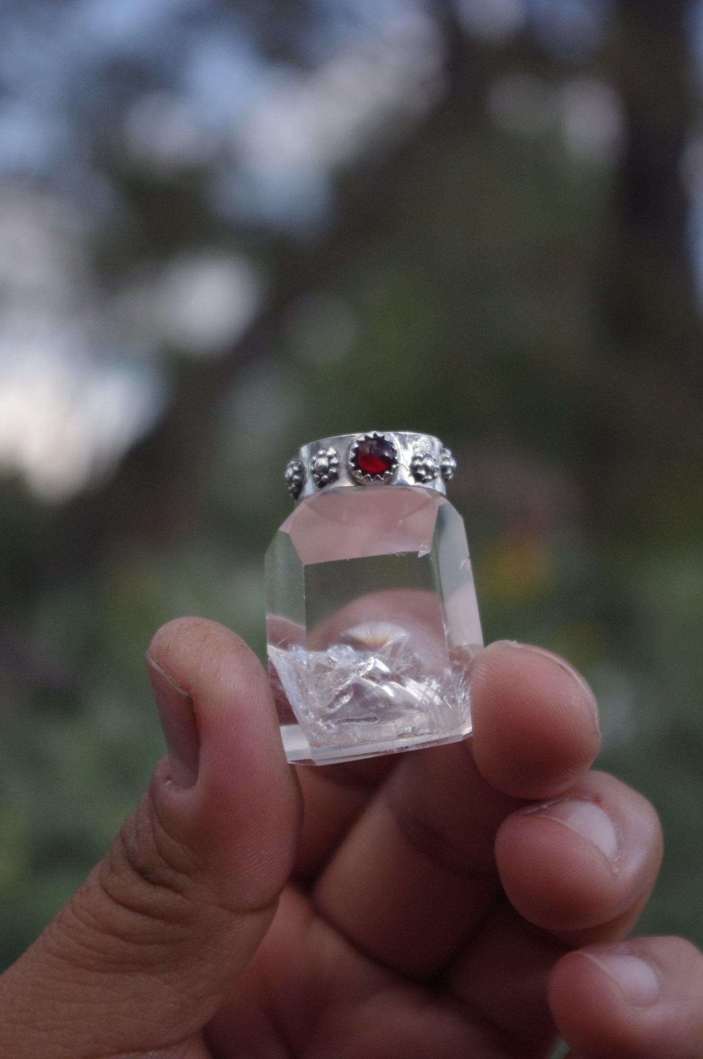 Dyed Red Abalone Shell Anime Inspired Sterling Silver Ring 2