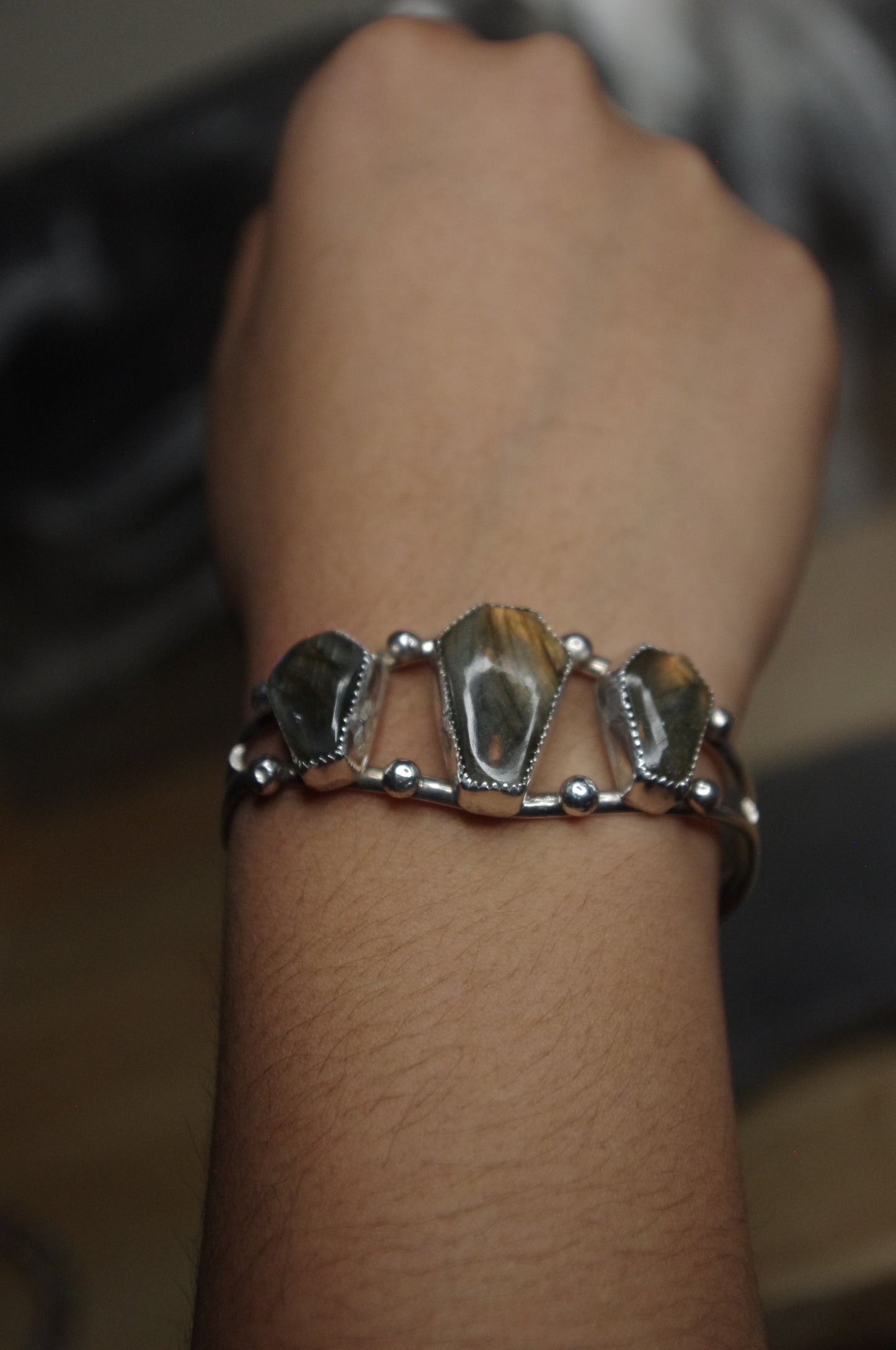 Labradorite coffin cuff bracelet