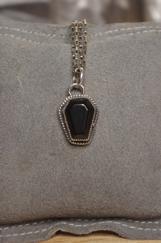 Black Onyx Coffin Pendant