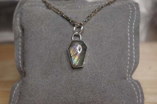 Labradorite Coffin Pendant
