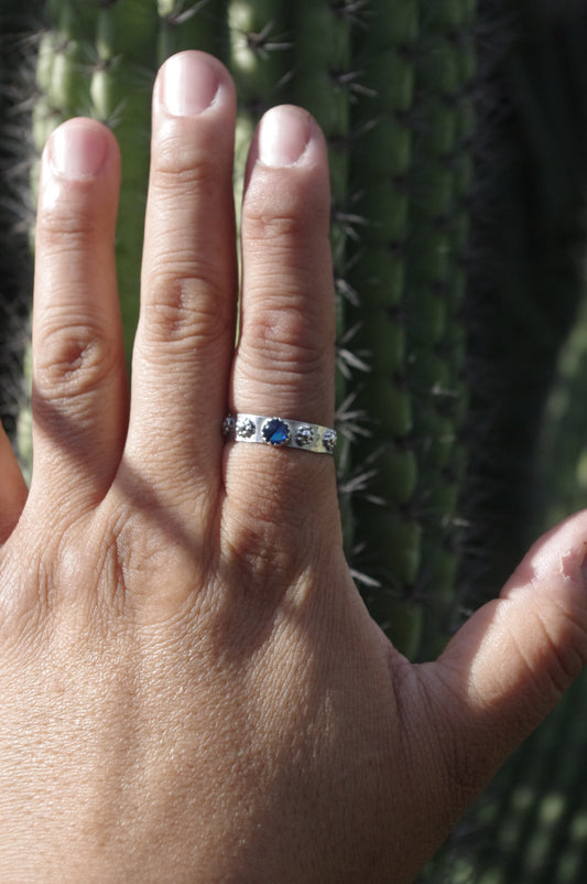 Dyed blue Abalone shell Anime inspired Sterling silver ring