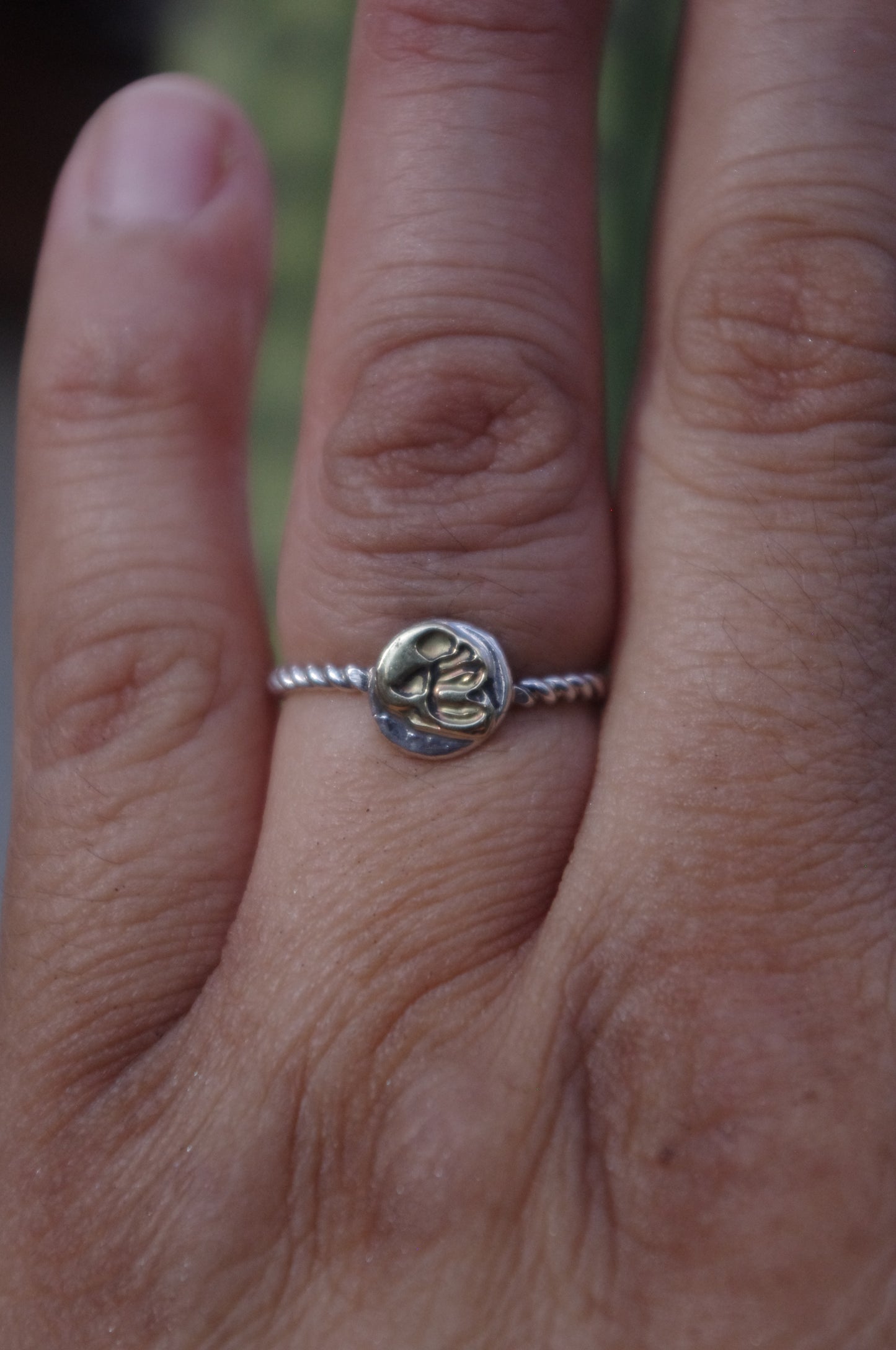 Brass Skull Sterling Silver Ring 4