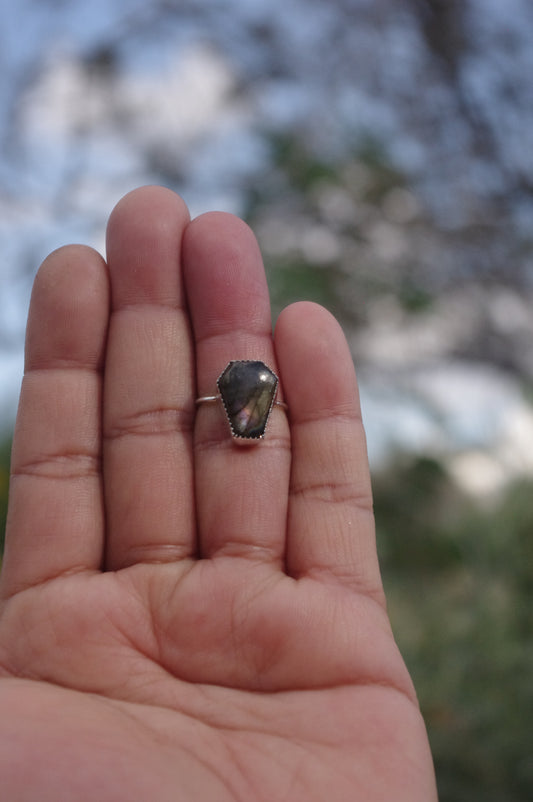 Labradorite Coffin Sterling Silver Ring 4