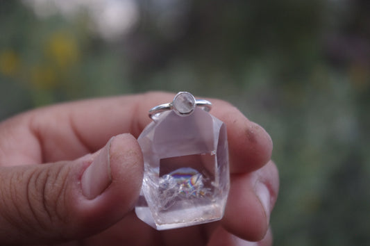 Round Moonstone Sterling Silver Ring 5